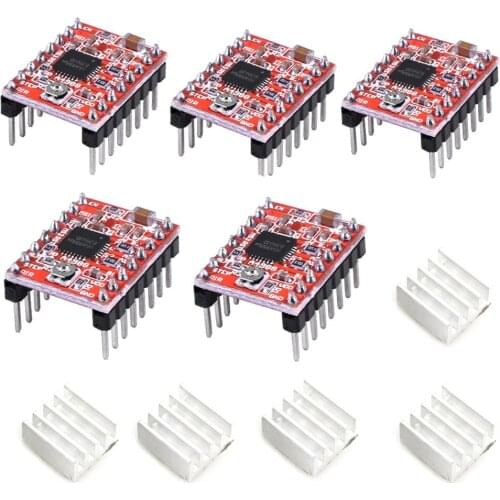 5pcs/Lot A4988 Stepstick Stepper Motor Driver Module with Heat Sink for 3D Printer Reprap Suitable for Mendel Huxley Arduino