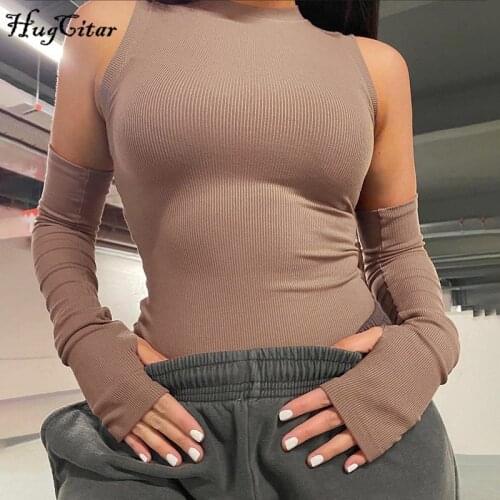 Hugcitar 2021 Half Sleeve Knitted Bodycon Sexy Bodysuit Summer Women Fashion Streetwear Outfits Solid Body Romper