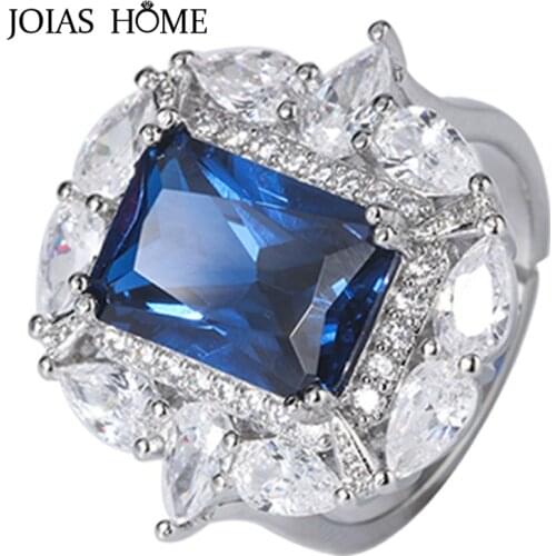 JoiasHome 100% 925 Silver Women Rings Fashion Sapphire Gemstone Classic Jewelry for Wedding Party Women Gifts Wholesale