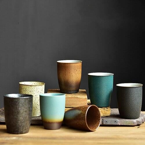 Handmade Japanese Style Retro Ceramic Tea Cup Hand Painted Pottery Office Teacup Chinese Kung Fu Drinkware Tea Set Water Mug