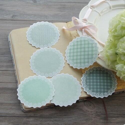 30pcs Lemon Mint Green Circular Lace Cloth Texture Design Paper Creative Craft Paper Background Scrapbooking Gift Use