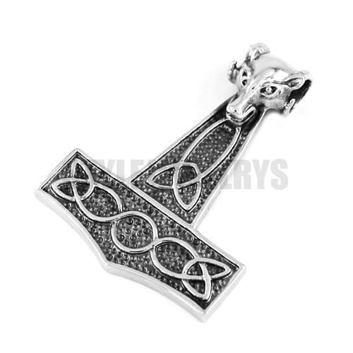 Myth Viking Goat Thors Hammer Pendant Stainless Steel Jewelry Large Celtic Knot Motor Biker Men Pendant Wholesale SWP0358