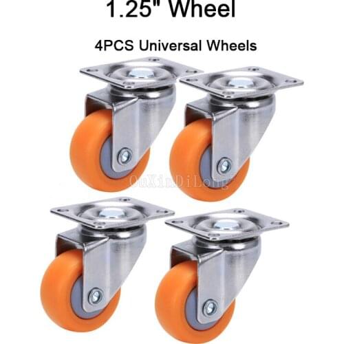 4PCS Orange Mini 1.25" Mute Wheel/ With Brake/ Directional Wheel Loading 20kg Replacement Swivel Casters Rollers Wheels GF176