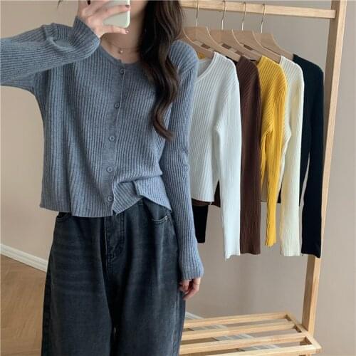 Fashion Short Thick Button Knitted Cardigan New South Koreansweater Women Clothes Sweater Women Work Wear