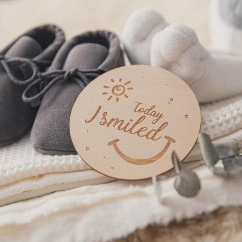 Set of 20 pieces today i smiled Wooden Gender Neutral Milestone Cards Photo Prop