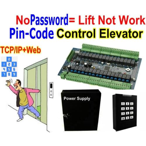 Press your password to make lift work, Pin-code control the elevator 1~ 32 floors TCP/IP+Web access controller panel board+power