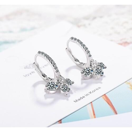 New Simple Style Zircon Eardrop Fashion Cute Temperament Earrings 2 Colour For Charm Women Exquisite Jewellery Gift brincos 2020