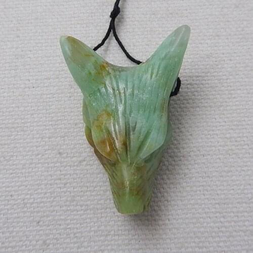 Support for custom Handcarved Wolf Head Natural Chrysocolla Necklace Pendant 36x26x14mm 12.5g Trendy Pendant Accessories