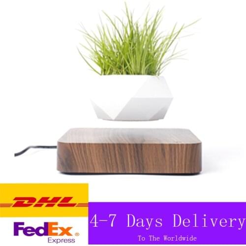 Floating Geometric Bonsai Pot Rotation Planters Magnetic Levitation Flower Pot Home Office Desk Decor Creative Birthday Gift DHL