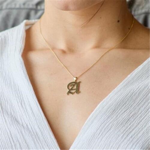 Popular in Europe and the United States, Old English initials necklace pendant minimalist jewelry for mom and girlfriend gifts