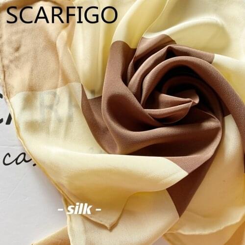 SCARFIGO 100% Pure Silk Scarf Women Neck Hair Foulard Square Small Headband Hijab 50*50CM