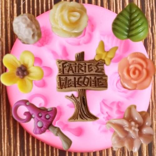 Flower Leaves Silicone Molds 3D Fairy House Fondant Mould Party Cake Decorating Tools Clay Candy Chocolate Moulds