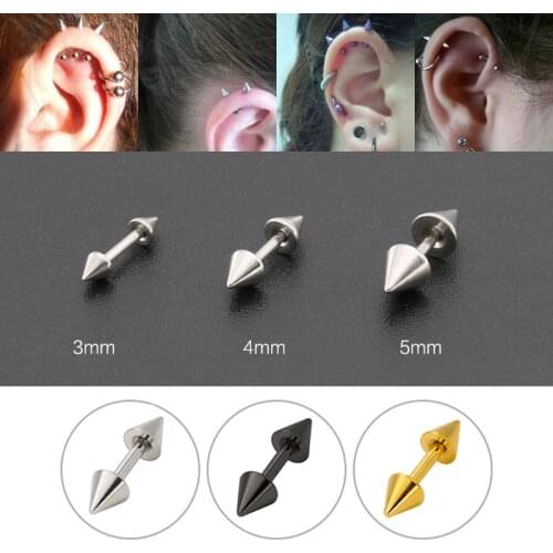 3pcs 16G Cartilage Ear Stud Tragus Helix Bar 3-5mm cone Stainless Steel Barbell Daith Oreja Rivet Earing Piercing Body Jewelry