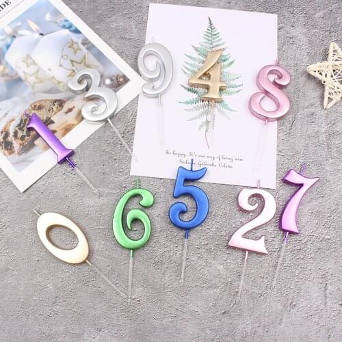 Number Birthday Candles 1 2 3 4 5 6 7 8 9 0 Gold Sliver Kids Birthday Candles for Cake Party Supplies Decoration Cake Candles