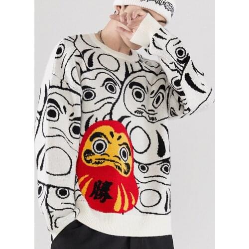 Chinese Style Fashion Couple Sweater Tops Autumn and Winter Jacquard Embroidery Student Casual O-Neck Loose Knitted Pullover Men