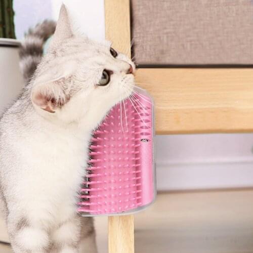 Pet Product For Cat Self Groomer Wall Brush Corner Cat Massage Self Groomer Comb Brush With Catnip Cat Rubs with a Tickling Comb