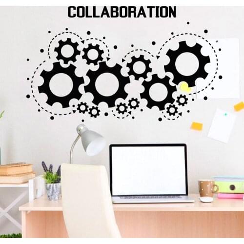 Company Culture Wall Decal Collaboration Gears Office Style Teamwork Vinyl Wall Stickers School Classroom Home Decoration Z633