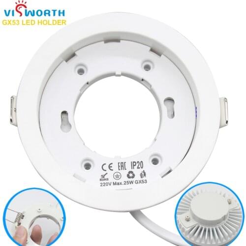 VisWorth Circular GX53 Lamp Bases High Quality ABS Material GX53 LED Holder For Cabinet Lamp With 9 CM Cable Length