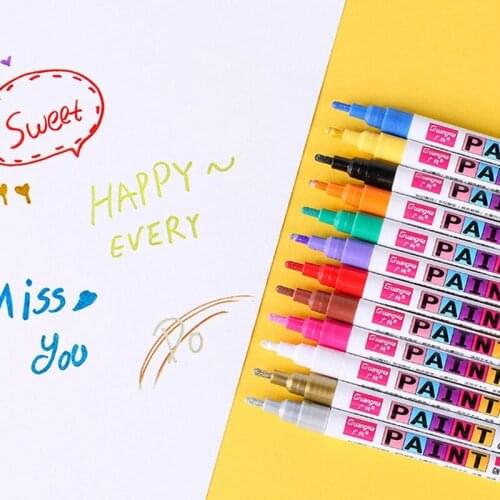 Waterproof Car Tyre Tire Tread CD Metal Permanent Paint Marker Graffti Oily Marker Office Stationery 12 Colors