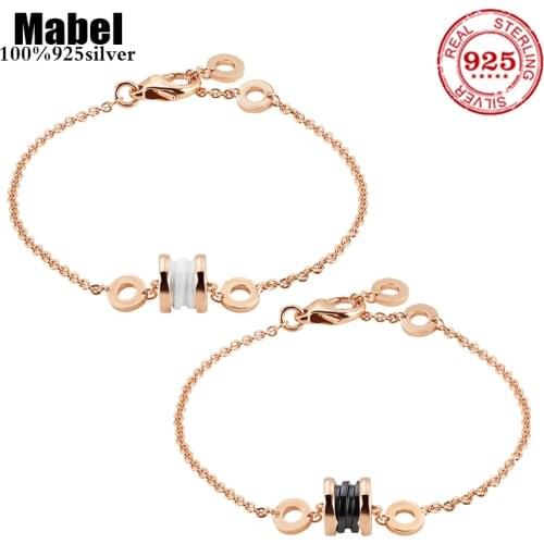 High quality fit Original 925 sterling silver ceramic bracelet for women with rose gold classic couple jewelry wedding gift