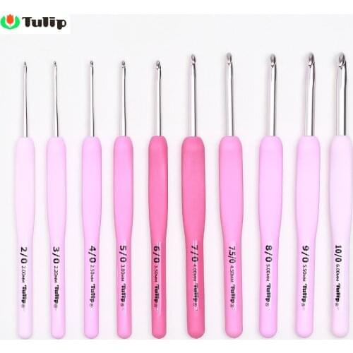 Japan Tulip ETIMO Pink Hand Knitting Tools Resin Handle Knitting Needles Authentic Tulip TER/TEL Crochet Hook Accessorie 0.6-6mm