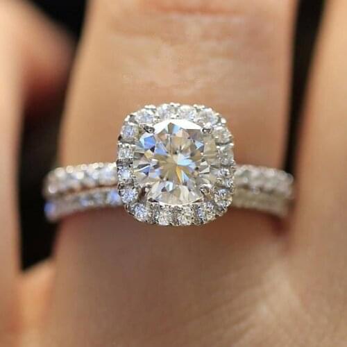 Big Promotion Luxury Square Cubic Zirconia Silver Plated Rings for Women Wedding Engagement Acessories Jewelry Anillos Mujer