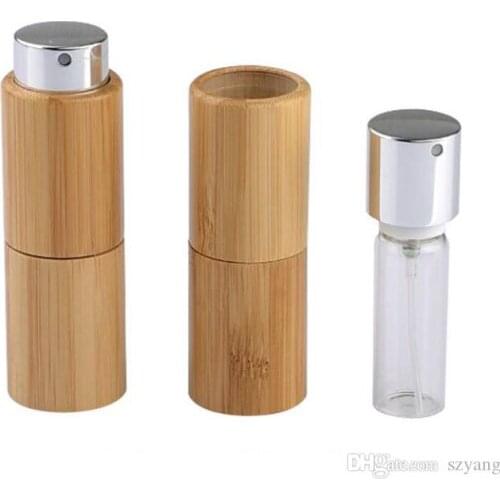10ML Empty Bamboo Perfume Bottle, DIY Bamboo Glass Scent Spray Bottle,Portable Perfume Tube fast shipping