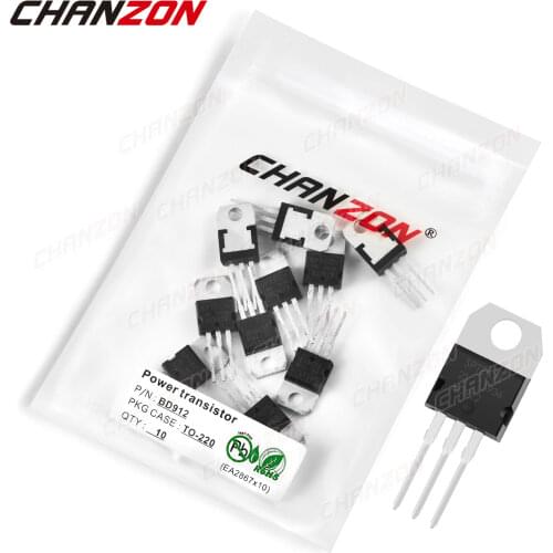 10Pcs BD912 TO-220 Power Transistor Bipolar Junction BJT Powerful Triode Tube Fets DIP -15A -100V Integrated Circuits