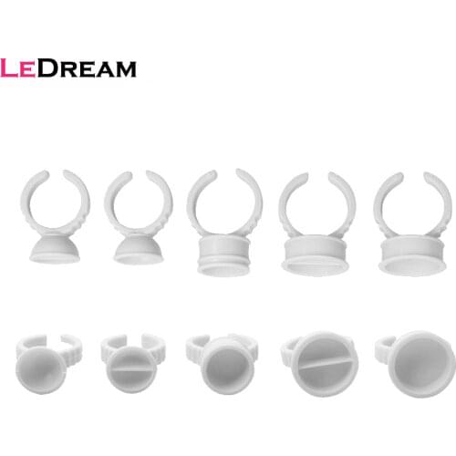 100pcs/set Disposable Separated Plastic White Tattoo Supplies Permanent Makeup Eyebrow Lip Tattoo Pigment Container Ring Ink Cup