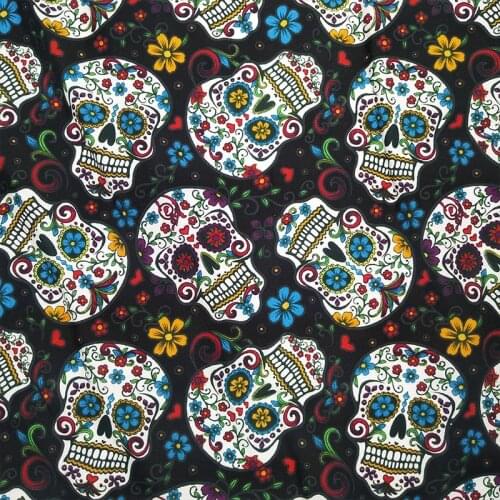 Good Skull Fabric 100%Cotton Fabric Coloured Skull Printing Fabric DIY Tissus Patchwork Telas Sewing Material DIY Clothes Dress