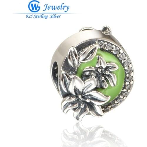 2016 New Women Gift For Easter Bijoux En Argent 925 Flower Charm Fit Snake Bracelets & Necklaces Gw Fashion Jewelry X418H10
