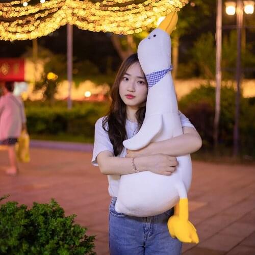 60-100 cm net celebrity hug big white goose doll baby comfort plush toy baby sleeping pillow doll girl leg pillow