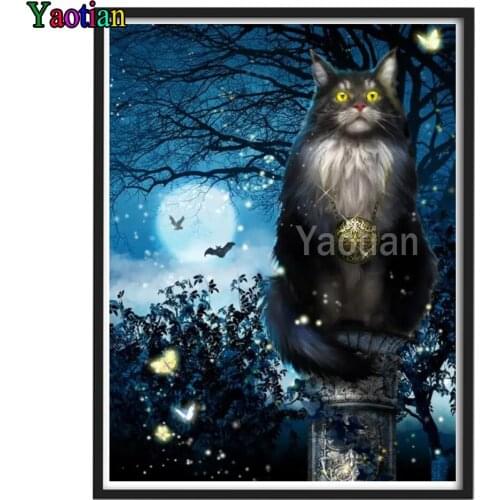 Diamond Embroidery Animal Black Cat Diy Diamond Painting Cross Stitch Kits Bat Butterfly Mosaic Accessories Adult Crafts Decor
