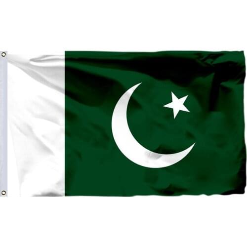 Pakistan Flag 150X90cm (3x5FT) 115g 100D Polyester Double Stitched High Quality A White Star And Crescent On A Dark Green Field