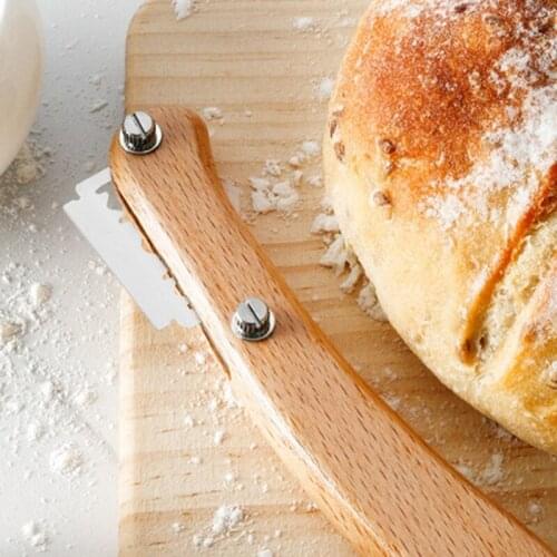 Wooden Handle Bread Lame Bread Slashing Tool Dough Scoring Tools with 10 Pieces Replaceable Blades for Baking