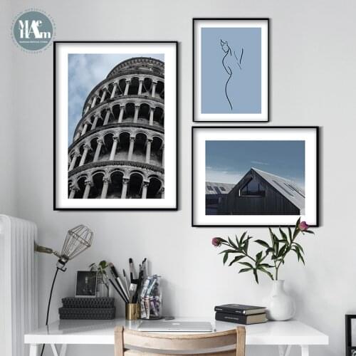Maeham Nordic Decoration Building art Wall art canvas painting Line Figures Wall Pictures for Living Room Posters morden print