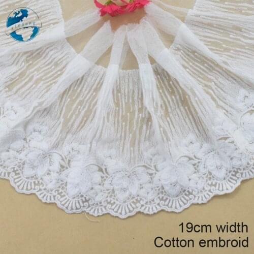 19cm width Cotton embroid lace sewing ribbon guipure lace african lace fabric trim warp knitting DIY Garment Accessories#3284