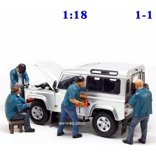 1/18 Scale Resin Die-casting Figure Model Auto Maintenance Worker Car Scene Matching Macro Photography Collecting Toys