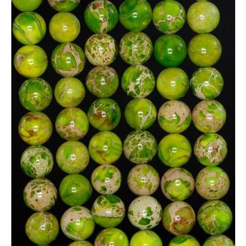 Sea Sediment Imperial Jaspe r bead Yellow Green imperial Gem stone beads 6 8 10 12mm 15.5" /string
