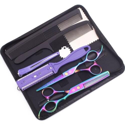 Haircut Set 5.5" 6" Purple Dragon JP Stainless Hair Cutting Scissors Beauty Hairdressing Thinning Shears Hair Scissors Kit Z1005