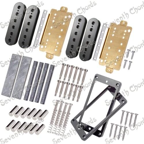 A Set N&B Double coil Pickup Humbucker Kits Producing Accessories /Bobbins/Brass Baseplate/Bar Magnet/Pole Slug & screws