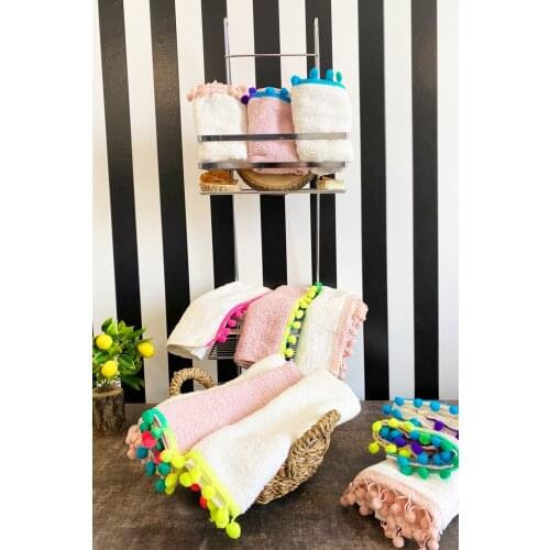 Special Design Pompon 12 PIECE Set Towel MADE IN TURKİYE