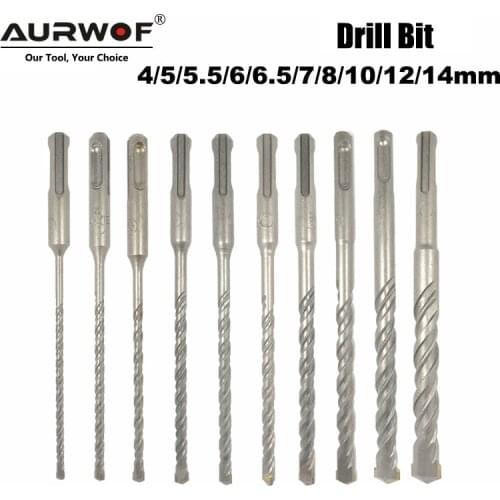 10pcs Electric Hammer SDS Plus Drill Bit Set 160mm for Concrete Wall Brick Block Masonry Hole Saw Drilling Bits 4mm 5mm 6mm 018