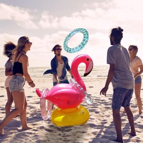 Inflatable Flamingo Ring Cactus Ring Toss Game Set Floating Pool Toys Throwing Inflatable Toy Ferrule for Children Beach Party