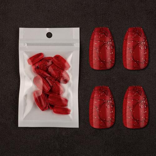 24Pcs/opp Full Cover Fake Nails Short Ballerina Nail Tips Glitter Press on Nails Acrylic for False Nail Tips Women and Girls