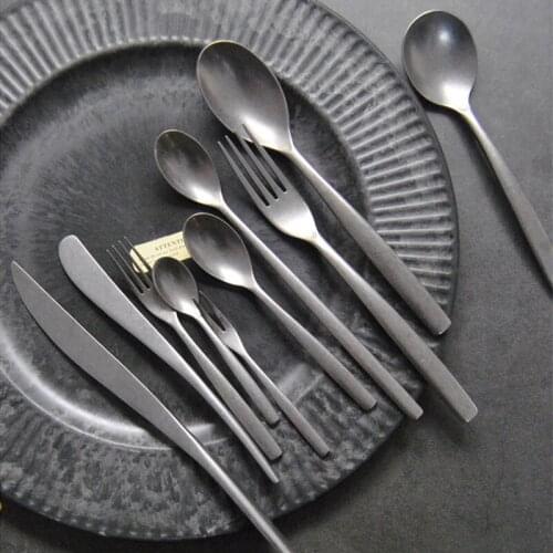 Stainless steel Steak Knife Teaspoon Fork set Retro Dinnerware Set Western Luxury dinner set Tableware Wedding Party Cutlery Set