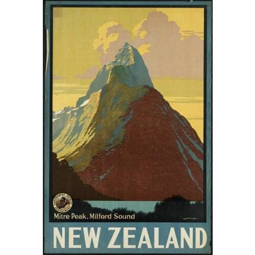 NEW ZEALAND MITRE PEAK Travel METAL TIN SIGN POSTER WALL PLAQUE