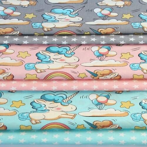 New Brand Design Unicorn Flying Horse Animal Star Printed 100% Cotton Fabric For DIY Sewing Quilting Baby Bedding Tilda Cloth