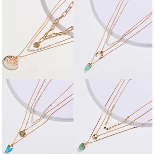 New Fashion Multilayer Thick Chunky Chain Choker Necklaces Coin Pearl Pendant Necklaces for Woman Jewelry Accessories Gifts