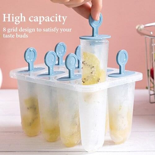 Plastic Ice Tray Molds Kitchen with Sticks and Drip-Guards Reusable Popsicle Molds Ice Cream Mold Diy Convenient Healthy